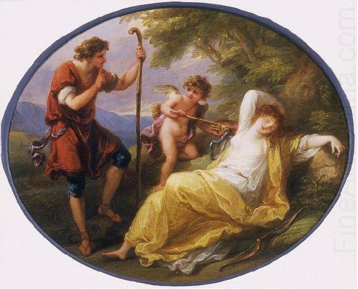 Angelica Kauffmann A Sleeping Nymph Watched by a Shepherd china oil painting image